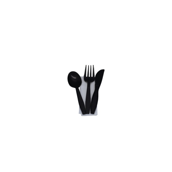PP Black Cutlery Napkin Combo