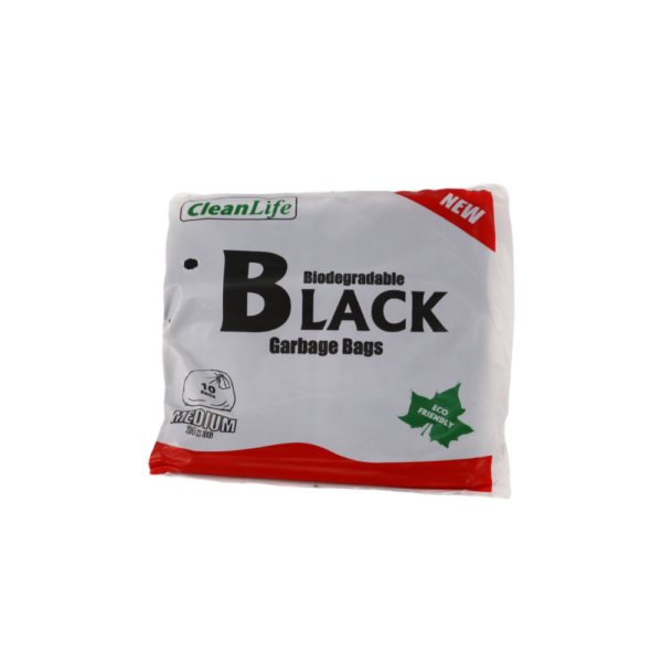 Clean Life Biodegradable Garbage Bag Pouch Black Medium
